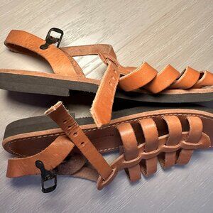 Classic Brown Leather Greek Sandals Size 7 NEW